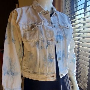 GAP White wash distressed denim jacket